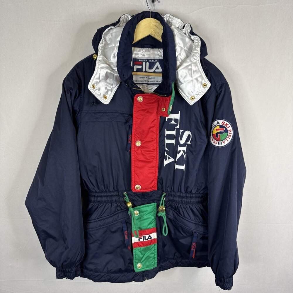Vintage 90s Fila Ski Team Italia‎ Jacket Womens 100 M/L Navy Colorblock